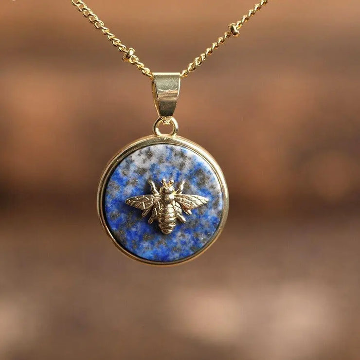 Collier "Abeille" en lapis-lazuli